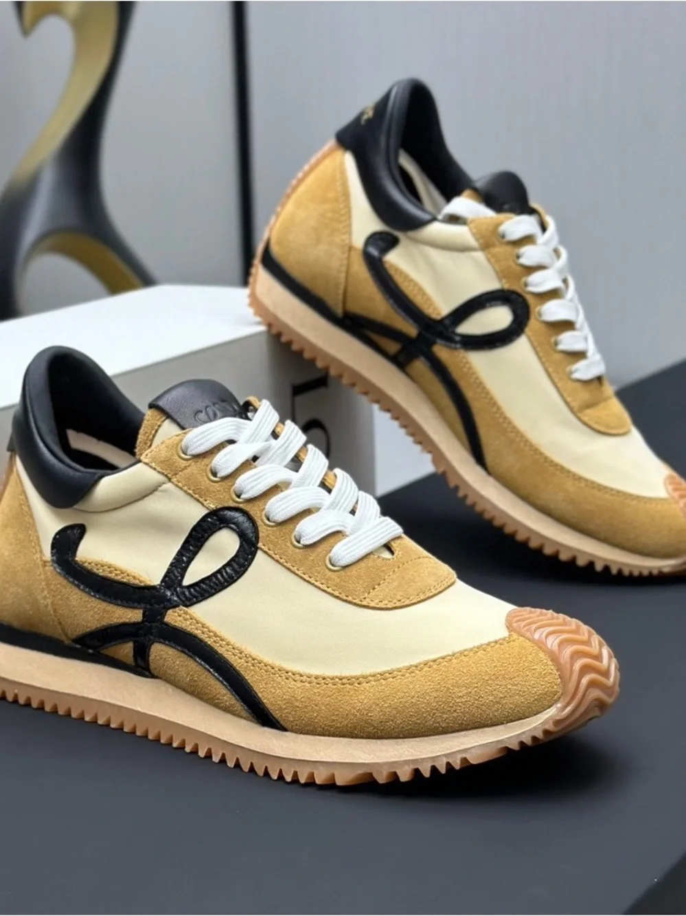 Women’s Athletic Sneakers in Mustard and Black